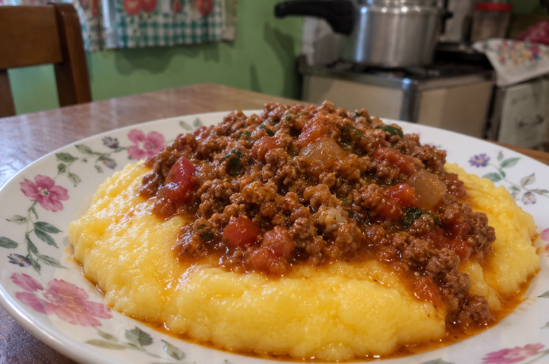 Polenta com guisado