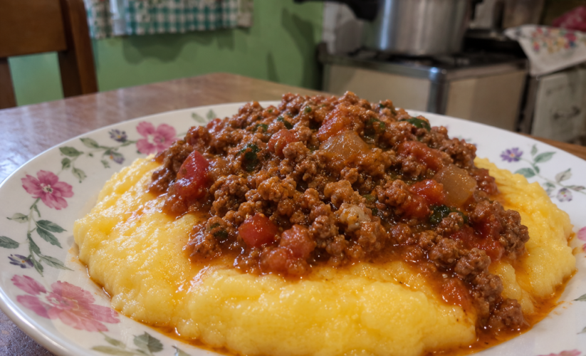 Polenta com guisado