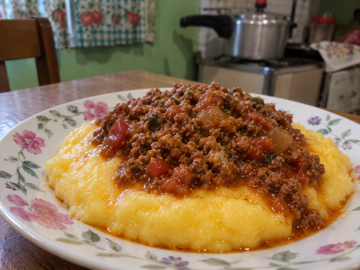 Polenta com guisado