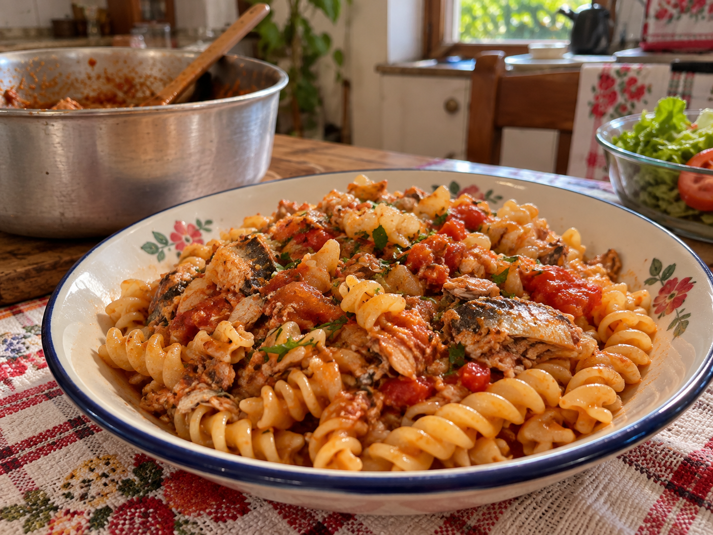 Massa parafuso com sardinha